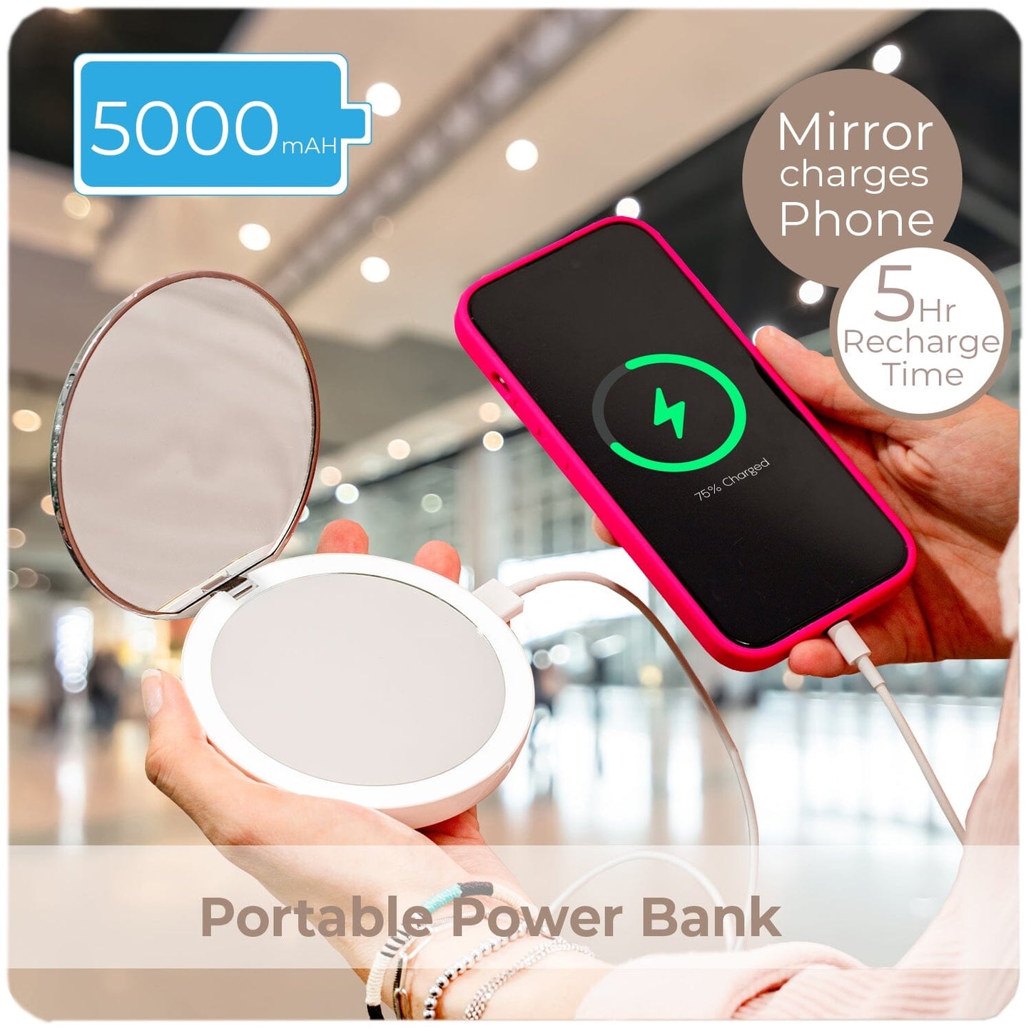 STYLPRO Flip 'n' Charge Power Bank LED Mirror